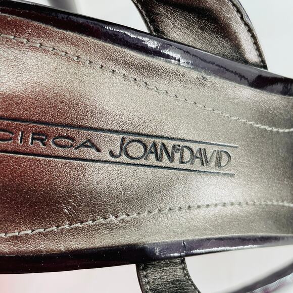 CIRCA JOAN & DAVID Wine Patent Leather Sandals Slingback Stiletto Heels 9.5 - Picture 10 of 12